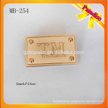 MB254 Gold Color Etiquetas De Metal Gravar Concave Logo Metal Tag Para Saco Metal Logo